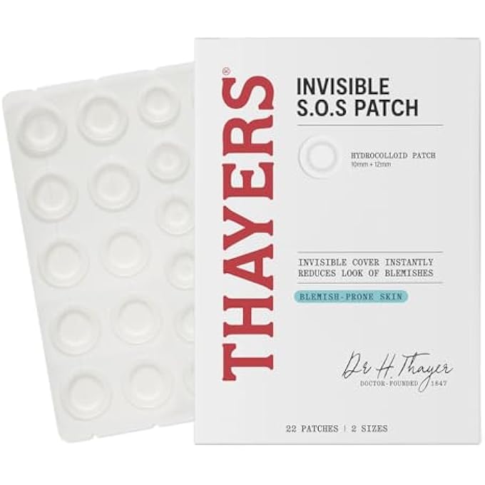 THAYERS INVISIBLE S.O.S HYDROCOLLOID ACNE PIMPLE PATCH, ULTRA-THIN DESIGN INSTANTLY REDUCES LOOK OF BLEMISHES, SET OF 22 PIMPLE PATCHES - Image 1